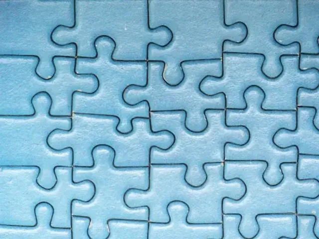 A blue puzzle with all pieces in place